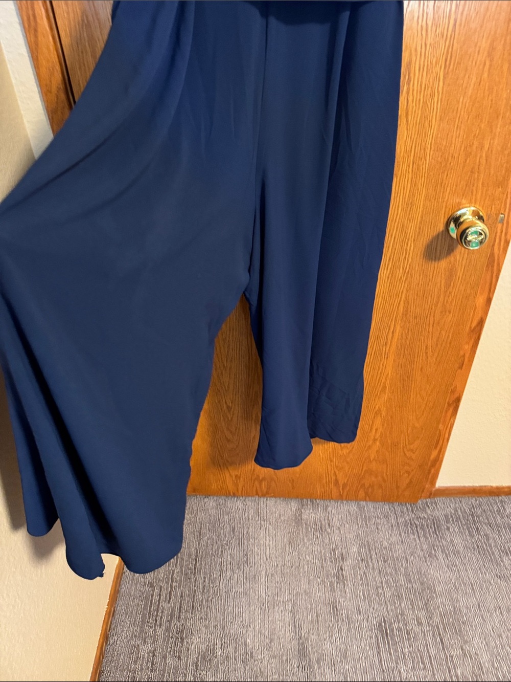 Sleeveless V-Neck Navy Belted Maxi Dress/pants - Picture 4 of 4
